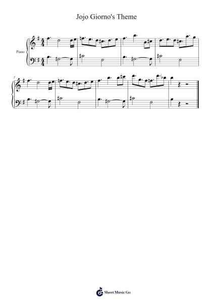 Jojo Giorno's Theme Sheet Music by 菅野祐悟-Arr.Wyli