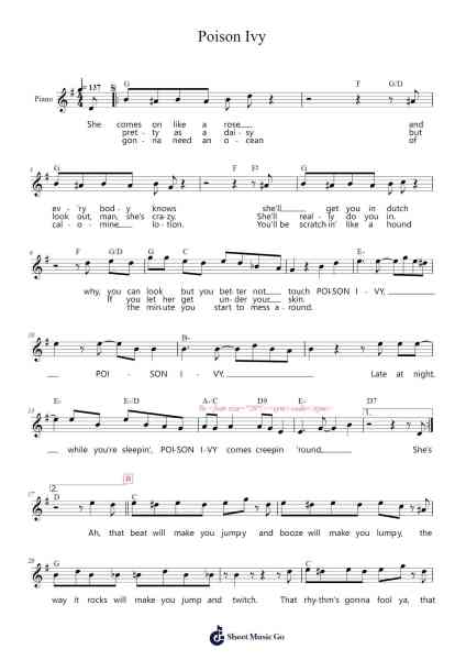 Poison Ivy Sheet Music by The Coasters-Arr.Louiste