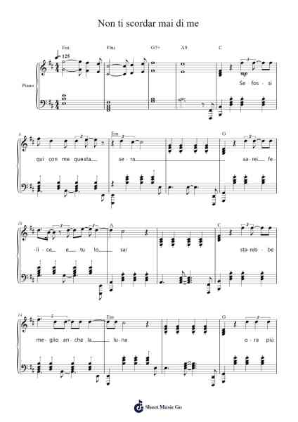 Non ti scordar mai di me Sheet Music by Giusy Ferreri-Arr.Vicnick Hoodpy