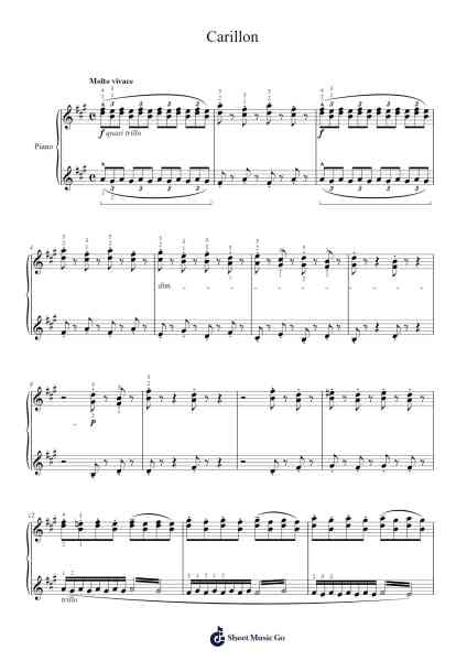 Weihnachtsbaum No. 6 "Carillon" Sheet Music by Franz Liszt-Arr.Raelo