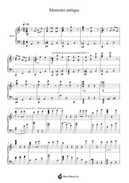 Memoire Antique - Hajime Wakai Sheet Music by Hajime Wakai-Arr.Wattkeith Louichild