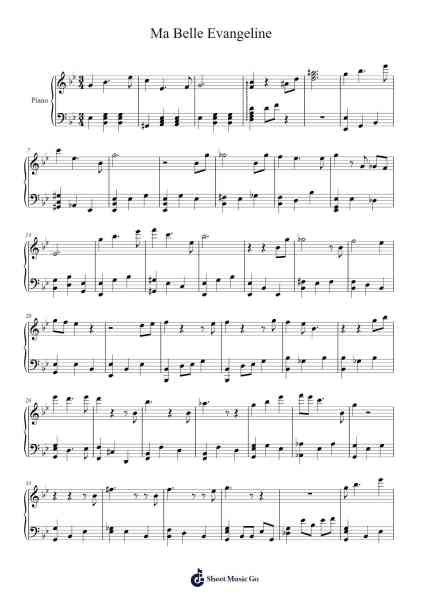 Ma Belle Evangeline Sheet Music by Yulemorse-Arr.Campnah