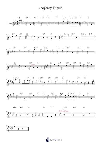 Jeopardy Theme Sheet Music by Merv Griffin-Arr.Mattvey Chilrick