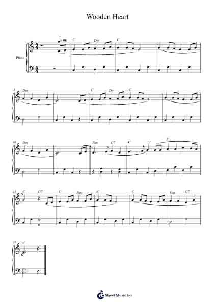 Wooden Heart Sheet Music by Walshseph Noeljob-Arr.Maugvia Browninglogg