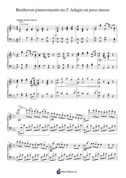 Piano Concerto No. 5 in E-flat Major, Op. 73 "Emperor": II. Adagio un poco mosso Sheet Music by Ludwig van Beethoven-Arr.Trebes