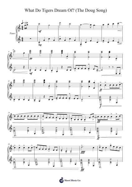 What Do Tigers Dream Of? (The Doug Song) Sheet Music by Ed Helms-Arr.Fitchnolds Hartewy