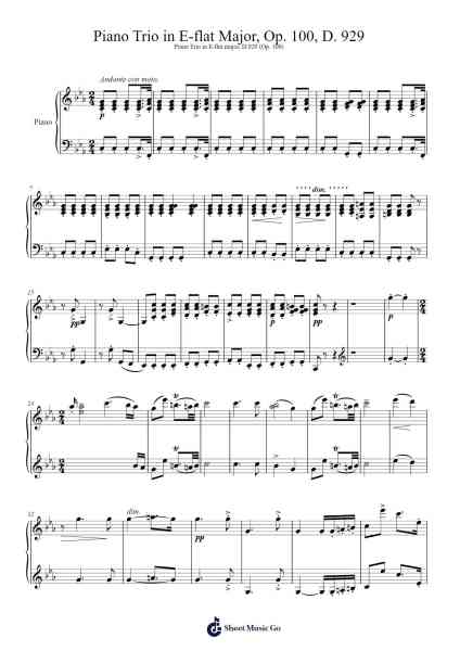 Piano Trio in E-flat Major, Op. 100, D. 929 Sheet Music by Franz Schubert-Arr.Lanps Gailkyle