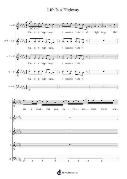 Life Is A Highway Sheet Music by -Arr.Glosper