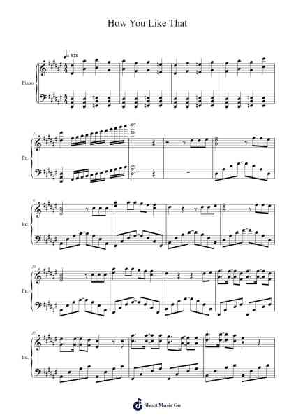 How You Like That Sheet Music by BLACKPINK-Arr.Jillcooke Murday