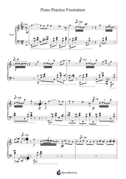 Piano Practice Frustration Sheet Music by Iveslius Odepound-Arr.Alickthodore