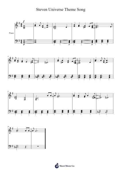 Steven Universe Theme Song Sheet Music by undefined-Arr.Earlharine