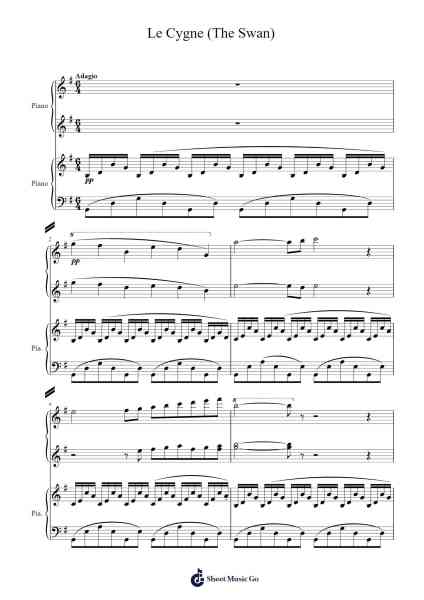 Le carnaval des animaux: Le Cygne Sheet Music by Camille Saint-Saëns-Arr.Kirkjoel
