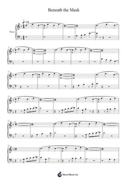 Beneath the Mask Sheet Music by -Arr.Taters Jonkyle