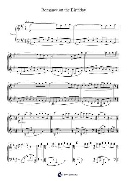 Romance on the Birthday Sheet Music by Takashi Yoshimatsu-Arr.Leron