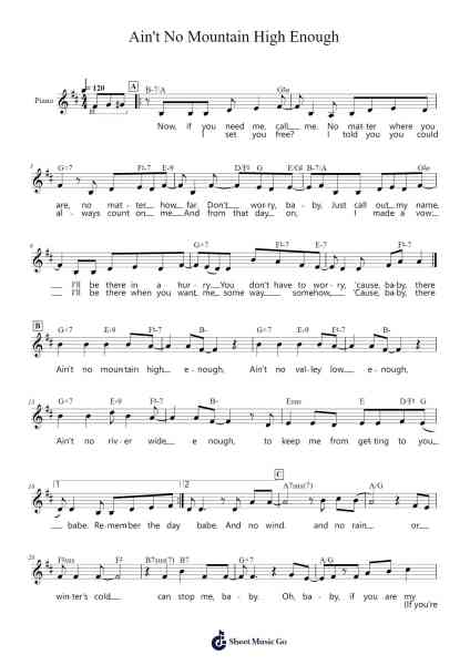 Ain't No Mountain High Enough Sheet Music by Marvin Gaye-Arr.Zimwis