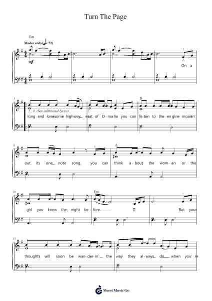 Turn The Page Sheet Music by Metallica-Arr.Bonnes Junemiah