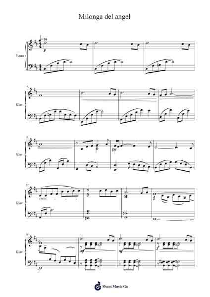 Milonga del angel Sheet Music by Astor Piazzolla-Arr.Norgiles