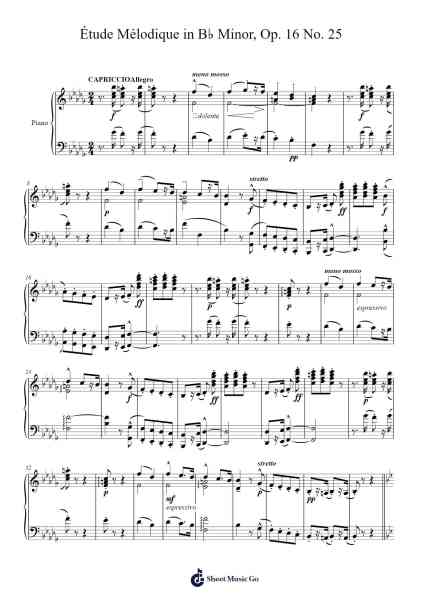 Étude Mélodique in B♭ Minor, Op. 16 No. 25 Sheet Music by Stephen Heller-Arr.Bairdbian Lystan
