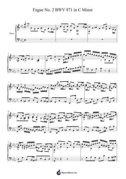 Fugue No. 2 in C Minor, BWV 871 Sheet Music by Johann Sebastian Bach-Arr.Spenriel Foxsoll