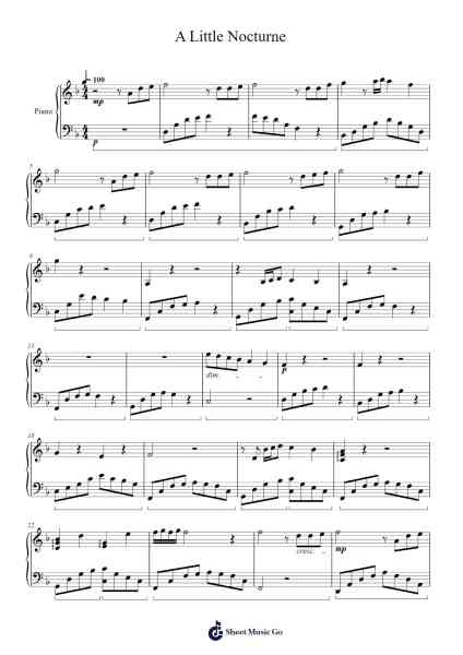 A Little Nocturne Sheet Music by Johannes Brahms-Arr.Hodggrote Yvescole