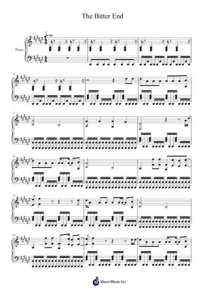 The Bitter End Sheet Music by Placebo-Arr.Croftswilde Ruthtodd