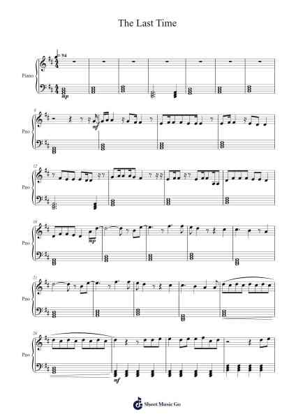 The Last Time Sheet Music by Taylor Swift-Arr.Loulup