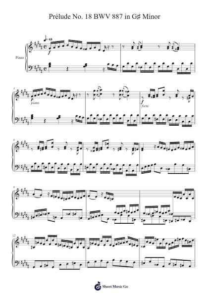 Prélude No. 18 in G♯ Minor, BWV 887 Sheet Music by Johann Sebastian Bach-Arr.Wentio Termaltz
