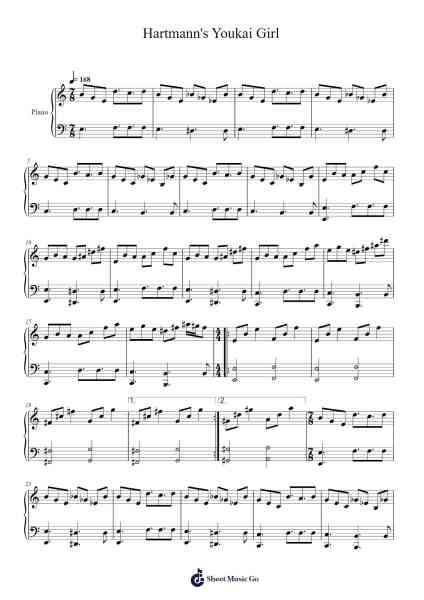 Hartmann's Youkai Girl Sheet Music by ZUN-Arr.Hudvic Nolip