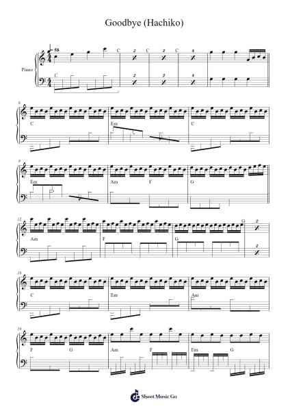 Goodbye (Hachiko) Sheet Music by Jan A.P. Kaczmarek-Arr.Dukim