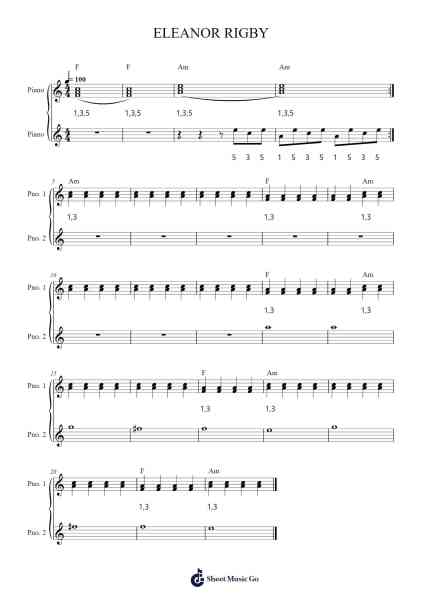 ELEANOR RIGBY Sheet Music by Gibmin-Arr.Bushdiah Kenthood