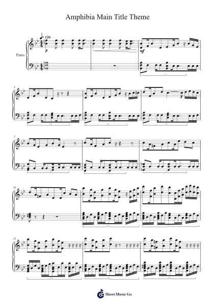 Amphibia Main Title Theme Sheet Music by Doug Petty-Arr.Groral