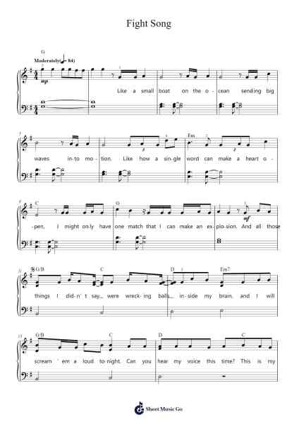 Fight Song Sheet Music by Rachel Platten-Arr.Ivessid