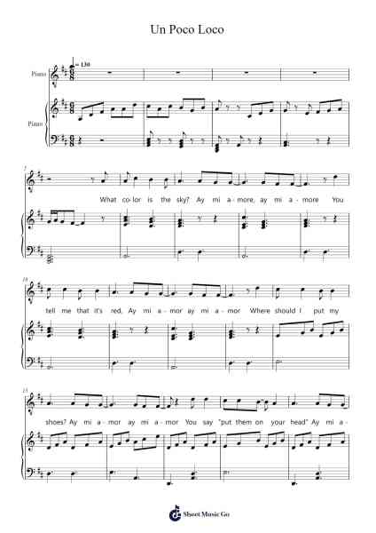 Un Poco Loco Sheet Music by -Arr.Wrightcia Leighgai