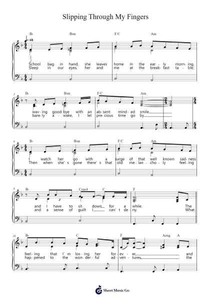 Slipping Through My Fingers Sheet Music by ABBA-Arr.Jeffhy Lionelmatt