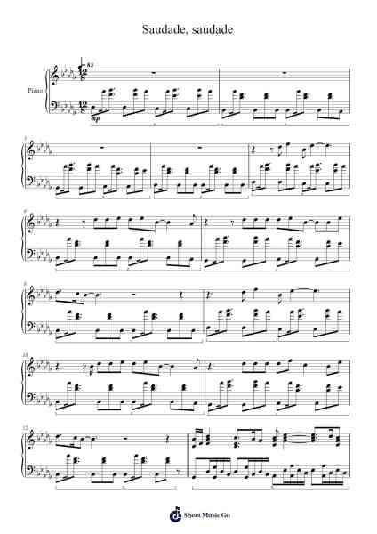 Saudade, saudade Sheet Music by MARO-Arr.Greengrant Darvice