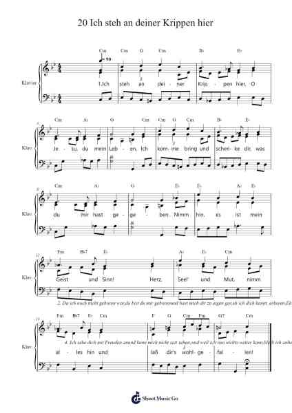 Ich steh an deiner Krippen hier, BWV 248 Sheet Music by Johann Sebastian Bach-Arr.Bartnice