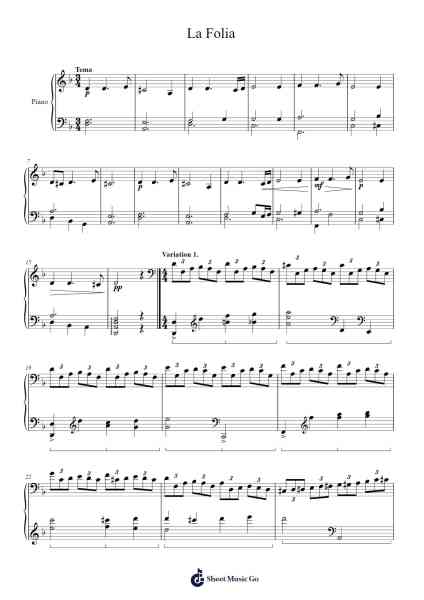 La Folia Variations Sheet Music by ekakofi07-Arr.Mickbess