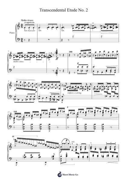 Transcendental Etude No. 2 in A Minor, S.139 "Molto vivace" Sheet Music by Franz Liszt-Arr.Blouis