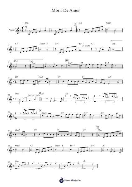 Morir De Amor Sheet Music by Franck Pourcel-Arr.Manwright Diloyd