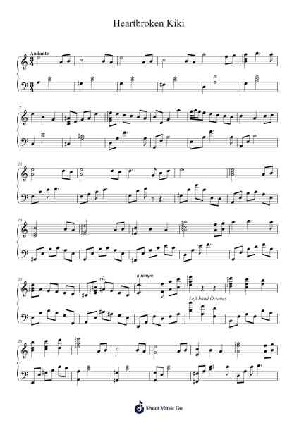 Heartbroken Kiki Sheet Music by Joe Hisaishi-Arr.Ertes