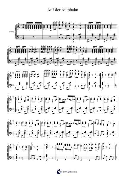 Auf der Autobahn Sheet Music by Ansambel Bratov Avsenik-Arr.Ralphthur Dontience