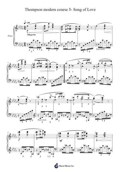Thompson modern course 5- Song of Love Sheet Music by John Thompson-Arr.Krispert