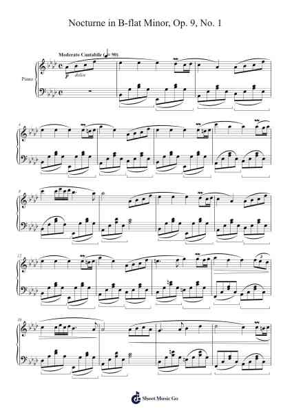 Nocturne in B-flat minor, Op. 9, No. 1 Sheet Music by J. Javier-Arr.Runiel Faulktave