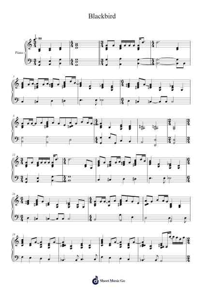 Blackbird Sheet Music by The Beatles-Arr.Golddon