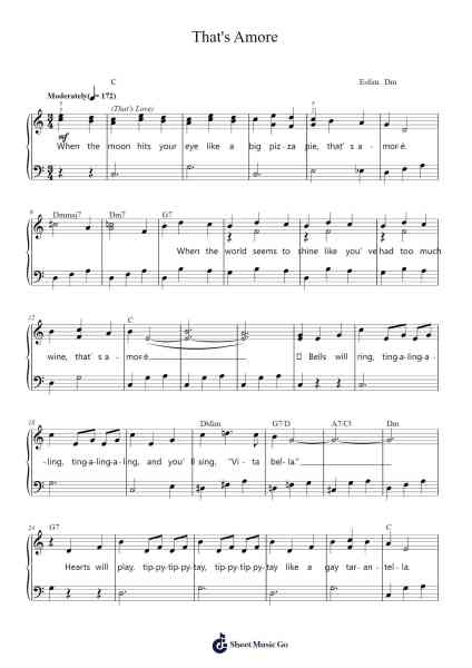 That's Amore Sheet Music by Glee Cast-Arr.Cookeda
