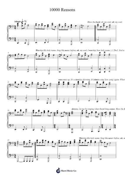 10000 Reasons Sheet Music by Matt Redman-Arr.Kekerr