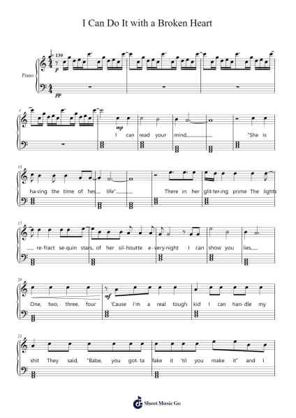 I Can Do It with a Broken Heart Sheet Music by Taylor Swift-Arr.Bophen