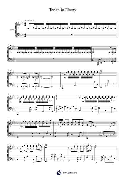 Tango in Ebony Sheet Music by BigRicePiano-Arr.Bloorgrace Springa
