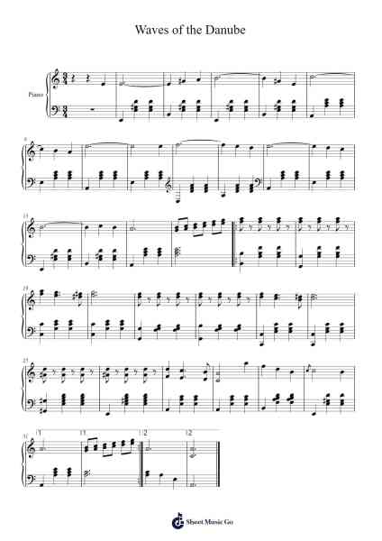Waves of the Danube Sheet Music by Ion Ivanovici-Arr.Jersoon
