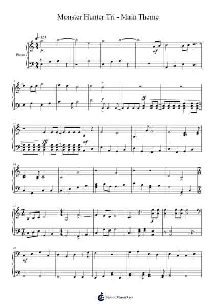 Monster Hunter Tri - Main Theme Sheet Music by Pandell Debgar-Arr.Nodric